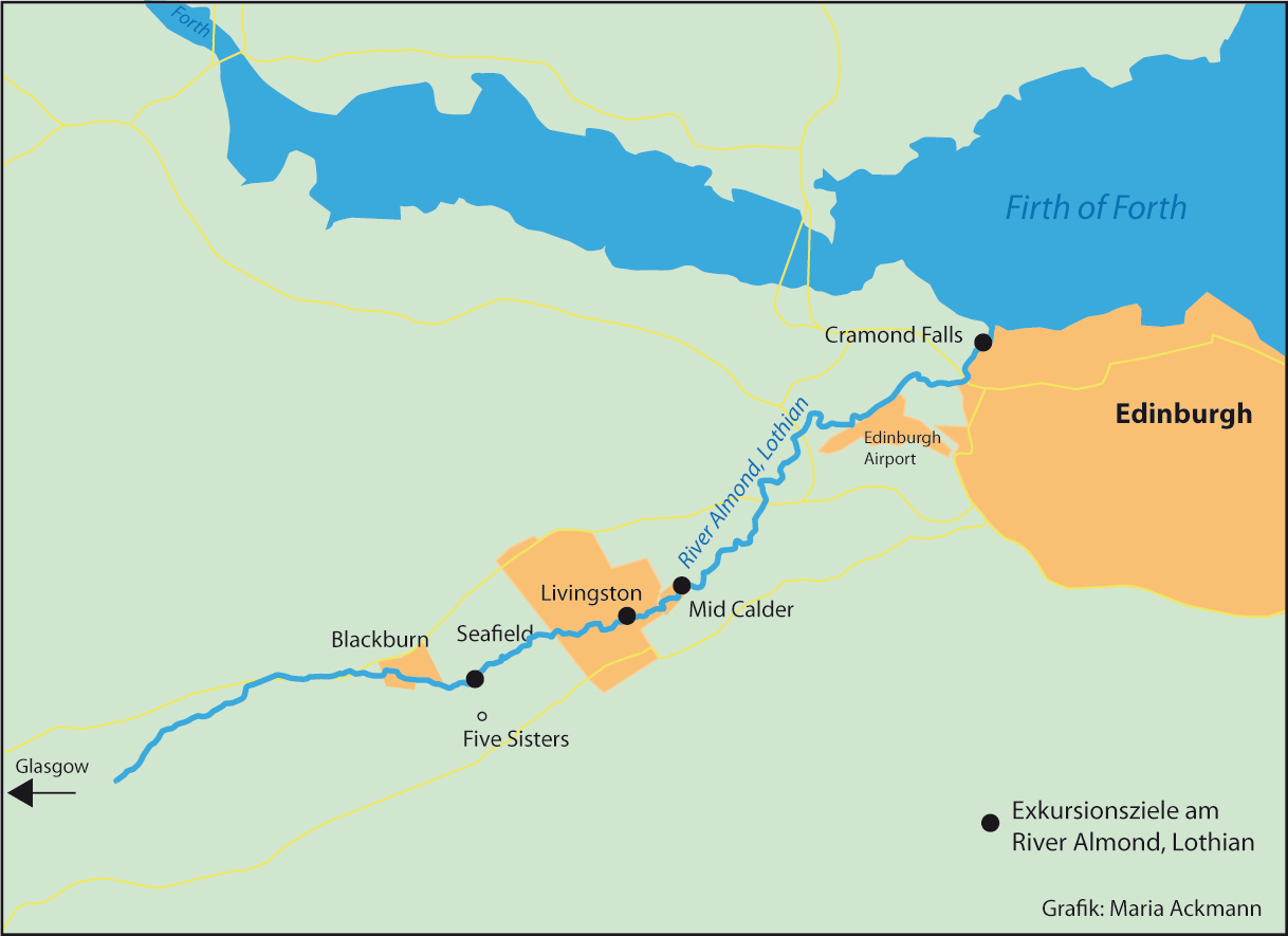 Karte River Almond, Lothian, Grafik: Maria Ackmann